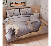 PETTI Artigiani Italiani - Set Copripiumino Matrimoniale Maxi 260x240 cm (2 Federe 63x63 cm Incluse), Parure Copripiumino Microfibra con Stampa Digitale Marble Grigio Scuro - Made in Italy