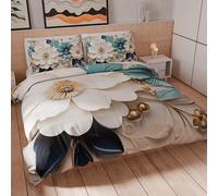 PETTI Artigiani Italiani - Set Copripiumino Matrimoniale Maxi 260x240 cm (2 Federe 63x63 cm Incluse), Parure Copripiumino Microfibra con Stampa Digitale Floreale 05 19 - Made in Italy