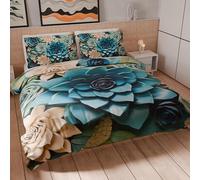 PETTI Artigiani Italiani - Set Copripiumino Matrimoniale Maxi 260x240 cm (2 Federe 63x63 cm Incluse), Parure Copripiumino Microfibra con Stampa Digitale Floreale 05 15 - Made in Italy