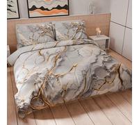 PETTI Artigiani Italiani - Set Copripiumino Matrimoniale Maxi 260x240 cm (2 Federe 63x63 cm Incluse), Parure Copripiumino Microfibra con Stampa Digitale Effetto Marmo Grigio - Made in Italy