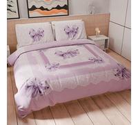 PETTI Artigiani Italiani - Set Copripiumino Singolo 135x200 cm (1 Federa 75x50 cm Inclusa), Parure Copripiumino Microfibra con Stampa Digitale Fiocco Lilla - Made in Italy