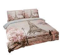 PETTI Artigiani Italiani - Set Copripiumino Singolo Maxi 155x220 cm (1 Federa 80x80 cm Inclusa), Parure Copripiumino Microfibra con Stampa Digitale Paris - Made in Italy