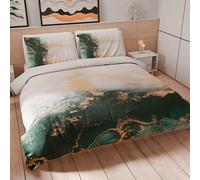 PETTI Artigiani Italiani - Set Copripiumino Una piazza e mezza 200x200 cm (1 Federa 50x80 cm Inclusa), Parure Copripiumino Morbida Microfibra con Stampa Digitale - Made in Italy - Marble Smeraldo