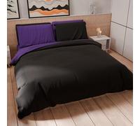 PETTI Artigiani Italiani - Set Copripiumino Una piazza e mezza 200x200 cm (1 Federa 50x80 cm Inclusa), Parure Copripiumino Morbida Microfibra Tinta Unita Nero - Viola