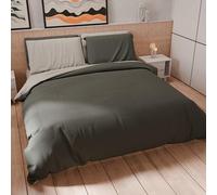 PETTI Artigiani Italiani - Set Copripiumino Una piazza e mezza 200x200 cm (2 Federe 75x50 cm Incluse), Parure Copripiumino Morbida Microfibra Tinta Unita Grigio Scuro - Grigio Chiaro