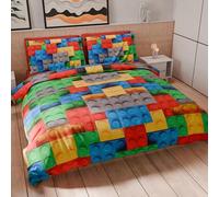 PETTI Artigiani Italiani - Set Copripiumino Una piazza e mezza 200x200 cm (2 Federe 75x50 cm Incluse), Parure Copripiumino Microfibra con Stampa Digitale Mattoncini - Made in Italy