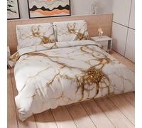 PETTI Artigiani Italiani - Set Copripiumino Una piazza e mezza 200x200 cm (2 Federe 75x50 cm Incluse), Parure Copripiumino Microfibra con Stampa Digitale Effetto Marmo Bianco - Made in Italy
