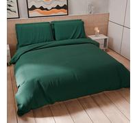 PETTI Artigiani Italiani - Set Copripiumino Una piazza e mezza 200x200 cm (2 Federe 75x50 cm Incluse), Parure Copripiumino Morbida Microfibra Tinta Unita Verde Smeraldo