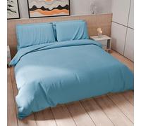 PETTI Artigiani Italiani - Set Copripiumino Una piazza e mezza 200x200 cm (2 Federe 80x80 cm Incluse), Parure Copripiumino Morbida Microfibra Tinta Unita Celeste