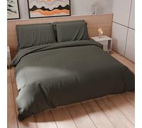 PETTI Artigiani Italiani - Set Copripiumino Una piazza e mezza 200x200 cm (2 Federe 80x80 cm Incluse), Parure Copripiumino Morbida Microfibra Tinta Unita Grigio Scuro