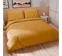 PETTI Artigiani Italiani - Set Copripiumino Una piazza e mezza 200x200 cm (2 Federe 80x80 cm Incluse), Parure Copripiumino Morbida Microfibra Tinta Unita Giallo Ocra