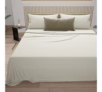 PETTI Artigiani Italiani - Set Lenzuola Cotone Matrimoniali 4 Pezzi, Completo Letto con Lenzuolo Sopra, Lenzuolo Sotto con Angoli Elasticizzati e 2 Federe Lenzuola Panna