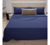PETTI Artigiani Italiani - Set Lenzuola Cotone Matrimoniali 4 Pezzi, Completo Letto con Lenzuolo Sopra, Lenzuolo Sotto con Angoli Elasticizzati e 2 Federe Lenzuola Blu