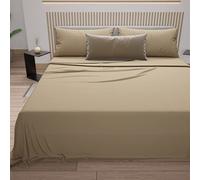 PETTI Artigiani Italiani - Set Lenzuola Matrimoniali 4 Pezzi, Morbide e Traspiranti, Completo Letto con Lenzuolo Sopra, Lenzuolo Sotto con Angoli Elasticizzati e 2 Federe Lenzuola Tortora