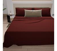PETTI Artigiani Italiani - Set Lenzuola Matrimoniali 4 Pezzi, Morbide e Traspiranti, Completo Letto con Lenzuolo Sopra, Lenzuolo Sotto con Angoli Elasticizzati e 2 Federe Lenzuola Bordeaux