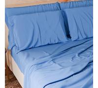 PETTI Artigiani Italiani - Set Lenzuola Piazza e Mezza Francese 4 Pezzi, Morbide e Traspiranti, Completo Letto con Lenzuolo Sopra, Lenzuolo Sotto con Angoli Elasticizzati e 2 Federe Lenzuola Azzurro