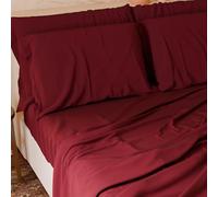 PETTI Artigiani Italiani - Set Lenzuola Cotone Piazza e Mezza Francese 4 Pezzi, Completo Letto con Lenzuolo Sopra, Lenzuolo Sotto con Angoli Elasticizzati e 2 Federe Lenzuola Bordeaux