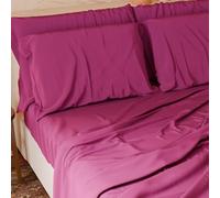 PETTI Artigiani Italiani - Set Lenzuola Piazza e Mezza Francese 4 Pezzi, Morbide e Traspiranti, Completo Letto con Lenzuolo Sopra, Lenzuolo Sotto con Angoli Elasticizzati e 2 Federe Lenzuola Fuxia
