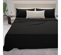 PETTI Artigiani Italiani - Set Lenzuola Singolo 3 Pezzi, Morbide e Traspiranti, Completo Letto con Lenzuolo Sopra, Lenzuolo Sotto con Angoli Elasticizzati e 1 Federa Lenzuola Nero