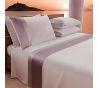 PETTI Artigiani Italiani - Set Lenzuola Letto Matrimoniale con Doppia Balza in Raso 4 Pezzi 180x200 Lenzuola in Percalle di Cotone - Lenzuolo con Angoli, Lenzuolo sopra e 2 Federe, Cipria