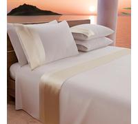 PETTI Artigiani Italiani - Set Lenzuola Letto Piazza e Mezza con Doppia Balza in Raso 3 Pezzi 120x200 Lenzuola in Percalle di Cotone - Lenzuolo con Angoli, Lenzuolo sopra e 1 Federe, Panna