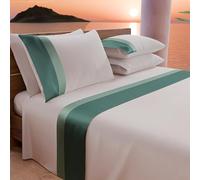 PETTI Artigiani Italiani - Set Lenzuola Letto Singolo con Doppia Balza in Raso 3 Pezzi 90x200 Lenzuola in Percalle di Cotone - Lenzuolo con Angoli, Lenzuolo sopra e 1 Federe, Ottanio
