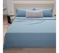 PETTI Artigiani Italiani - Set Lenzuola Matrimoniali 4 Pezzi, Morbide e Traspiranti, Completo Letto con Lenzuolo Sopra, Lenzuolo Sotto con Angoli Elasticizzati e 2 Federe Lenzuola Azzurro