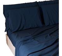 PETTI Artigiani Italiani - Set Lenzuola Matrimoniali 4 Pezzi, Morbide e Traspiranti, Completo Letto con Lenzuolo Sopra, Lenzuolo Sotto con Angoli Elasticizzati e 2 Federe Lenzuola Blu