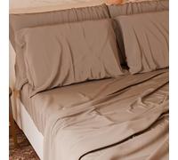 PETTI Artigiani Italiani - Set Lenzuola Matrimoniali 4 Pezzi, Morbide e Traspiranti, Completo Letto con Lenzuolo Sopra, Lenzuolo Sotto con Angoli Elasticizzati e 2 Federe Lenzuola Fango