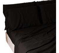 PETTI Artigiani Italiani - Set Lenzuola Matrimoniali 4 Pezzi, Morbide e Traspiranti, Completo Letto con Lenzuolo Sopra, Lenzuolo Sotto con Angoli Elasticizzati e 2 Federe Lenzuola Nero