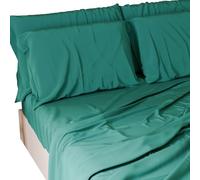 PETTI Artigiani Italiani - Set Lenzuola Matrimoniali 4 Pezzi, Morbide e Traspiranti, Completo Letto con Lenzuolo Sopra, Lenzuolo Sotto con Angoli Elasticizzati e 2 Federe Lenzuola Ottanio