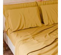 PETTI Artigiani Italiani - Set Lenzuola Matrimoniali Maxi 4 Pezzi, Morbide e Traspiranti, Completo Letto con Lenzuolo Sopra, Lenzuolo Sotto con Angoli Elasticizzati e 2 Federe Lenzuola Giallo