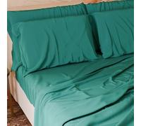 PETTI Artigiani Italiani - Set Lenzuola Matrimoniali Maxi 4 Pezzi, Morbide e Traspiranti, Completo Letto con Lenzuolo Sopra, Lenzuolo Sotto con Angoli Elasticizzati e 2 Federe Lenzuola Verde Acqua
