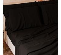 PETTI Artigiani Italiani - Set Lenzuola Matrimoniali Maxi 4 Pezzi, Morbide e Traspiranti, Completo Letto con Lenzuolo Sopra, Lenzuolo Sotto con Angoli Elasticizzati e 2 Federe Lenzuola Nero