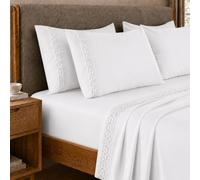 PETTI Artigiani Italiani - Set Lenzuola una Piazza e Mezza Percalle Cotone con Pizzo San Gallo Bianco, Completo Letto 3 Pezzi, 100% Made in Italy