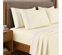 PETTI Artigiani Italiani - Set Lenzuola una Piazza e Mezza Percalle Cotone con Pizzo San Gallo Panna, Completo Letto 3 Pezzi, 100% Made in Italy