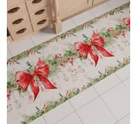 PETTI Artigiani Italiani - Tappeto Cucina Natalizio, Passatoia Cucina Natalizio, Antiscivolo e Lavabile, Tappeto per Natale 52x340 cm, Ghirlanda, Made in italy