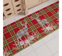 PETTI Artigiani Italiani - Tappeto Cucina Natalizio, Passatoia Cucina Natalizio, Tappeto Natalizio Cucina Antiscivolo e Lavabile, Tappeto per Natale 52x240 cm Renna Grigia, Made in italy