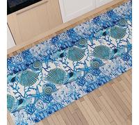 PETTI Artigiani Italiani - Tappeto Cucina Passatoia Cucina Antiscivolo e Lavabile 52x440 cm Disegno Corallo Blu 100% Made in Italy