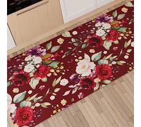 PETTI Artigiani Italiani - Tappeto Cucina Passatoia Cucina Antiscivolo e Lavabile 52x80 cm Disegno Floreale 07 Bordeaux 100% Made in Italy