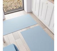 PETTI Artigiani Italiani - Tappeto Cucina, Passatoia Cucina, Tappeto Cucina Lavabile Antiscivolo, Tappeto Runner Cucina, Tappeto Tinta Unita 52x100 cm Azzurro, 100% Made in Italy