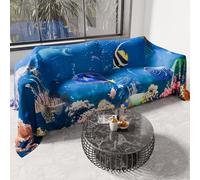 PETTI Artigiani Italiani - Telo Arredo Copridivano Copritutto in Microfibra 130x270 cm, Fantasia Acquario | Multiuso per Divani, Copriletto e Copritavolo | Telo Protettivo Lavabile