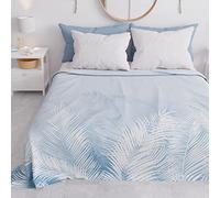 PETTI Artigiani Italiani - Copriletto Singolo Primavera Estate, Coperta Leggera Singola, Lenzuola Copriletto, Foglia Celeste 100% Made in Italy