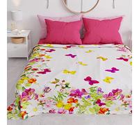 PETTI Artigiani Italiani - Copriletto Una Piazza e Mezza Primavera Estate, Coperta Leggera Una Piazza e Mezza, Lenzuola Copriletto, Farfalle 100% Made in Italy