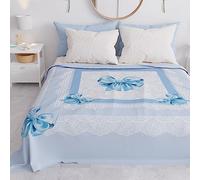 PETTI Artigiani Italiani - Copriletto Una Piazza e Mezza Primavera Estate, Coperta Leggera Una Piazza e Mezza, Lenzuola Copriletto, Fiocco Celeste 100% Made in Italy