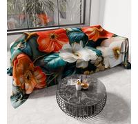 PETTI Artigiani Italiani - Telo Arredo in Microfibra, Copritutto, Copridivano 220x270 cm, Fantasia Floreale 05 18 | Telo Protettivo Lavabile, Copriletto e Copritavolo Multiuso per Divani