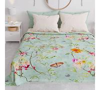 PETTI Artigiani Italiani - Copriletto Una Piazza e Mezza Primavera Estate, Coperta Leggera Una Piazza e Mezza, Lenzuola Copriletto, Spring Acquamarina 100% Made in Italy