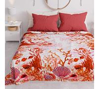 PETTI Artigiani Italiani - Copriletto Matrimoniale Primavera Estate, Coperta Leggera Matrimoniale, Lenzuola Copriletto, Corallo Rosso 100% Made in Italy