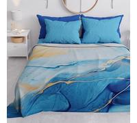 PETTI Artigiani Italiani - Copriletto Una Piazza e Mezza Primavera Estate, Coperta Leggera Una Piazza e Mezza, Lenzuola Copriletto, Marble Azzurro 100% Made in Italy