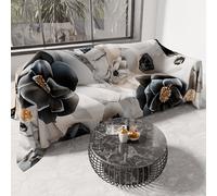 PETTI Artigiani Italiani - Telo Arredo in Microfibra, Copritutto, Copridivano 300x270 cm, Fantasia Floreale 06 7 | Telo Protettivo Lavabile, Copriletto e Copritavolo Multiuso per Divani